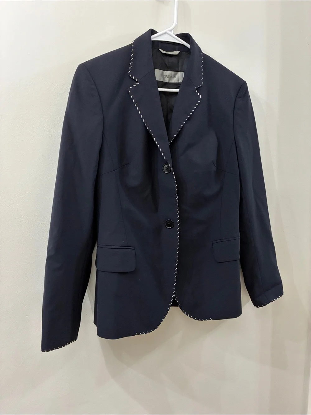 Max Mara -  Sport Max - women’s Navy blue Blazer with white stitching - size 8